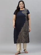 Sztori Plus Size Floral Printed Crepe Kurta | Grocsy