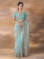 kasee Floral Embroidered Net Saree | Grocsy