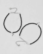 VOJ Set of 2 Bird Black Beads Anklet | Grocsy