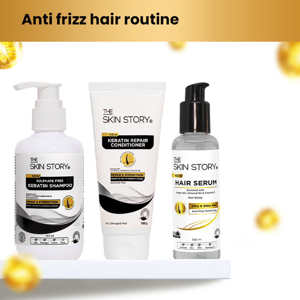 The Skin Story Anti Frizz Hair Serum For Smooth Shiny Silky Hair with Vit E Argan Oil | Grocsy