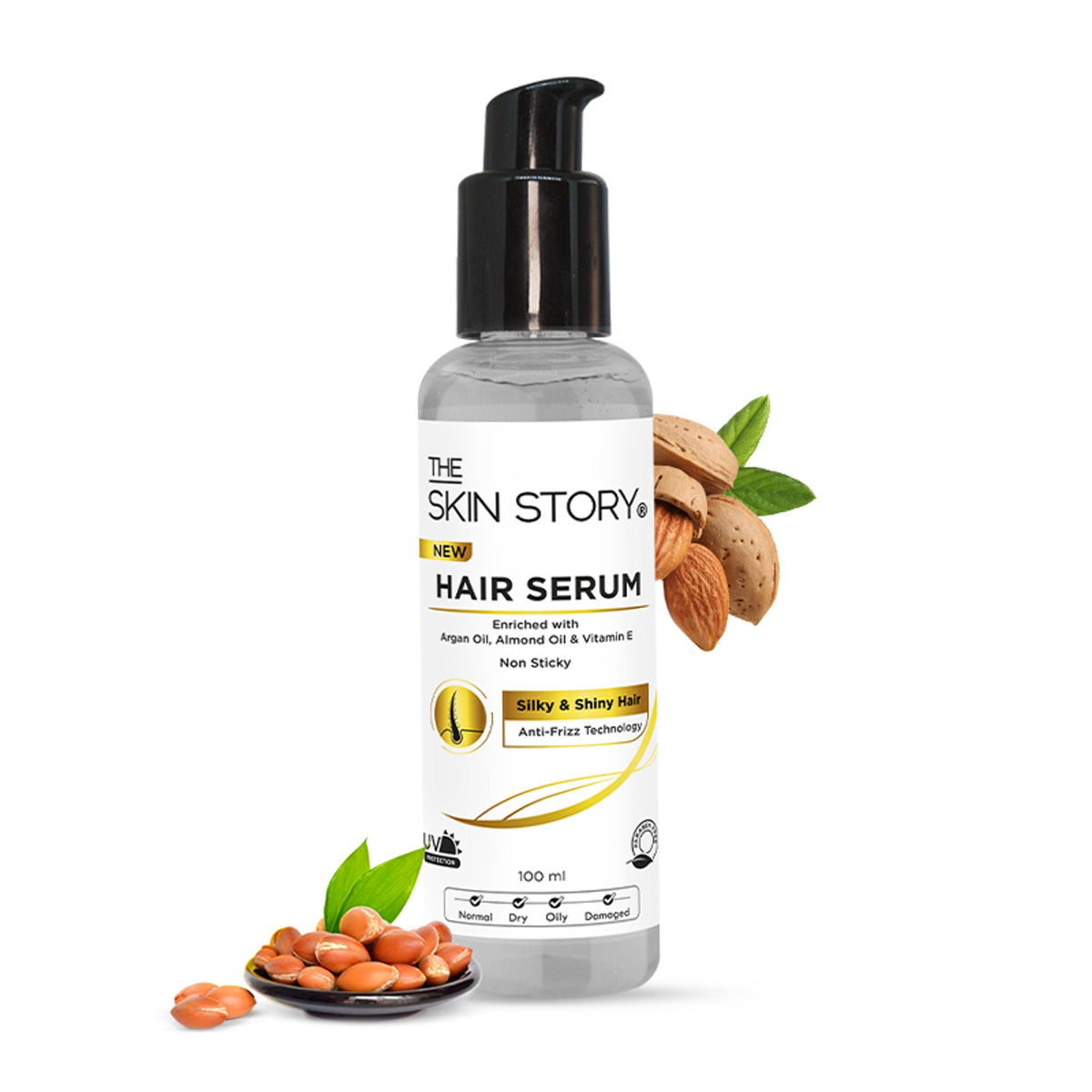The Skin Story Anti Frizz Hair Serum For Smooth Shiny Silky Hair with Vit E Argan Oil | Grocsy