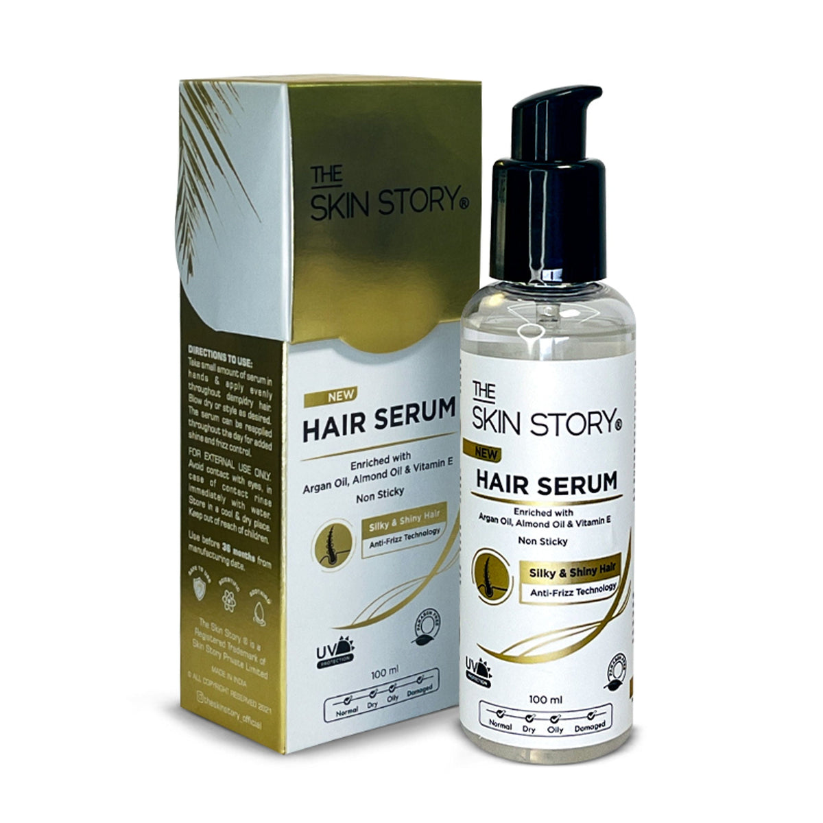 The Skin Story Anti Frizz Hair Serum For Smooth Shiny Silky Hair with Vit E Argan Oil | Grocsy