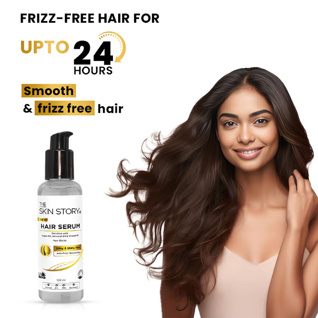 The Skin Story Anti Frizz Hair Serum For Smooth Shiny Silky Hair with Vit E Argan Oil | Grocsy
