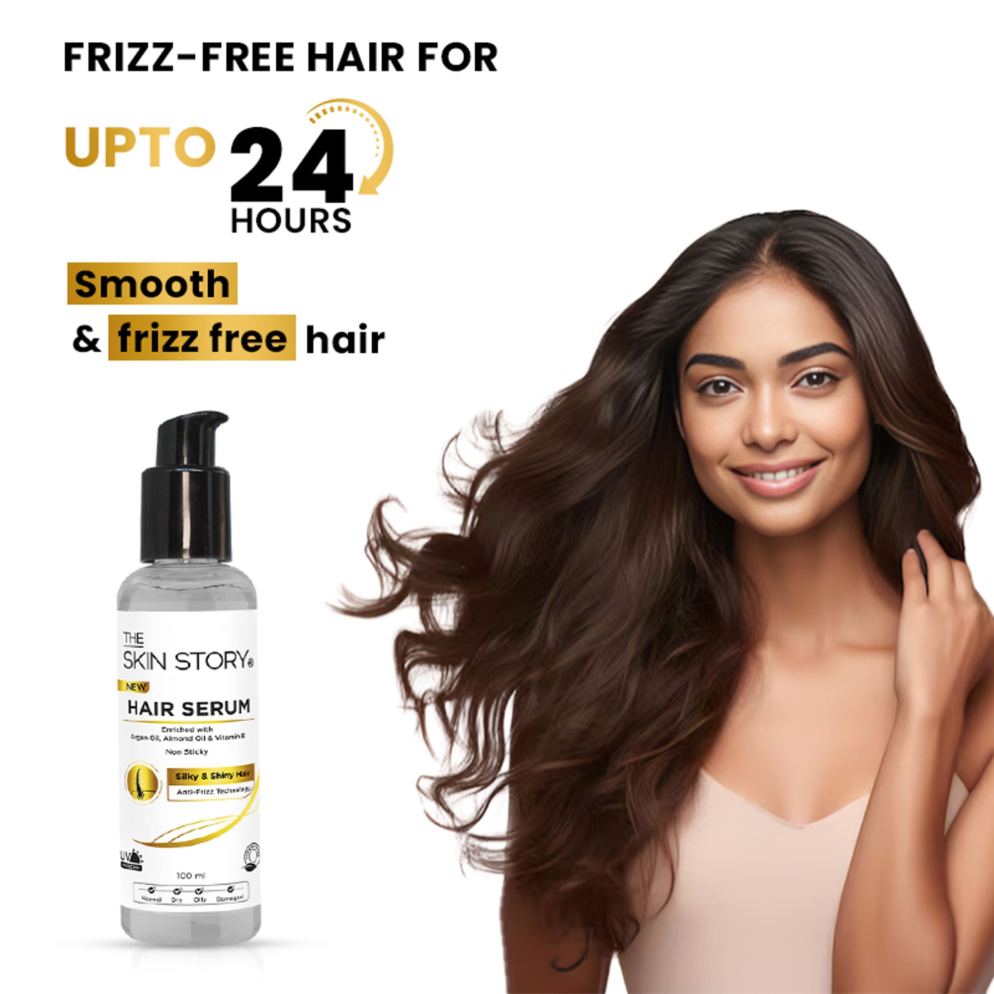 The Skin Story Anti Frizz Hair Serum For Smooth Shiny Silky Hair with Vit E Argan Oil | Grocsy
