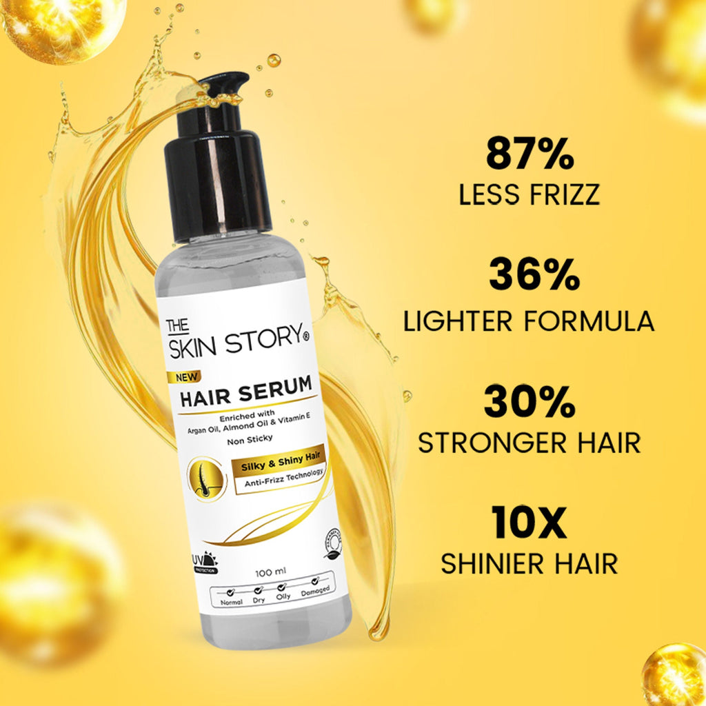 The Skin Story Anti Frizz Hair Serum For Smooth Shiny Silky Hair with Vit E Argan Oil | Grocsy