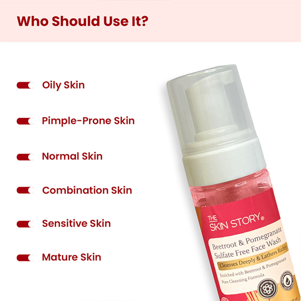 The Skin Story Beetroot Glow Foaming Face Wash For Dark Spots Anti-Aging Cleanses | Grocsy