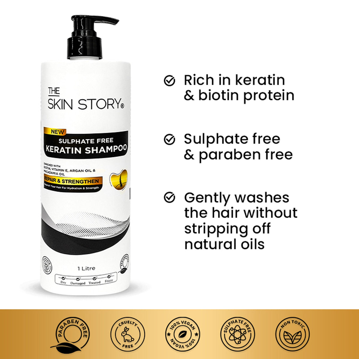 The Skin Story Sulphate Free Keratin Smooth Shampoo For Dry Damaged Hair | Grocsy