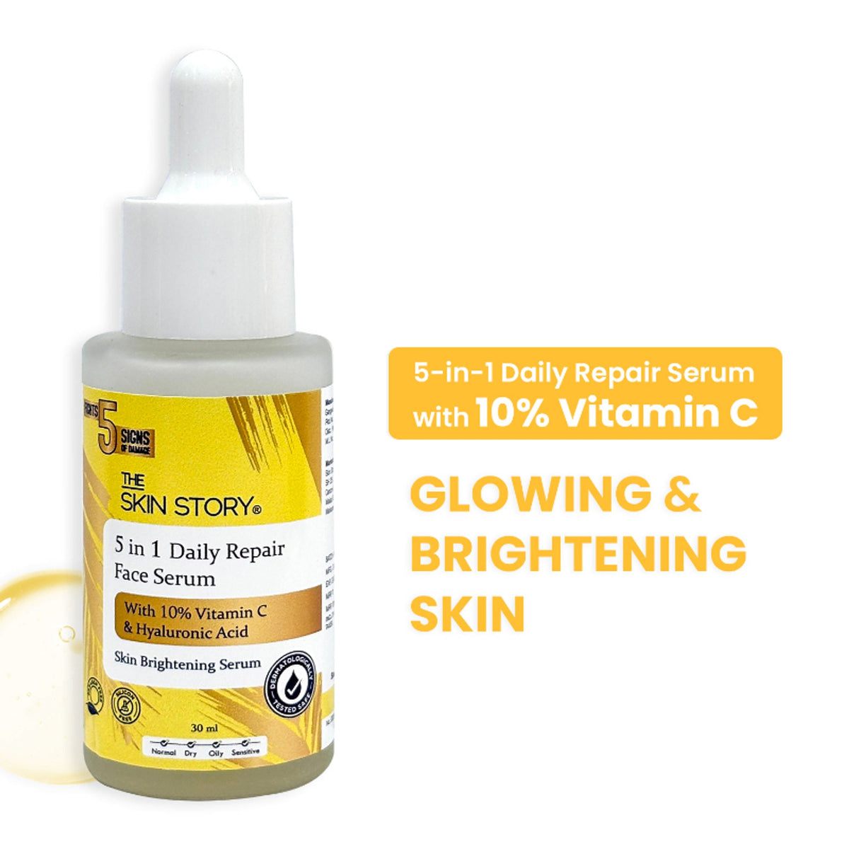 The Skin Story 10% Vitamin C Skin Brightening Face Serum With Hyaluronic Acid | Grocsy