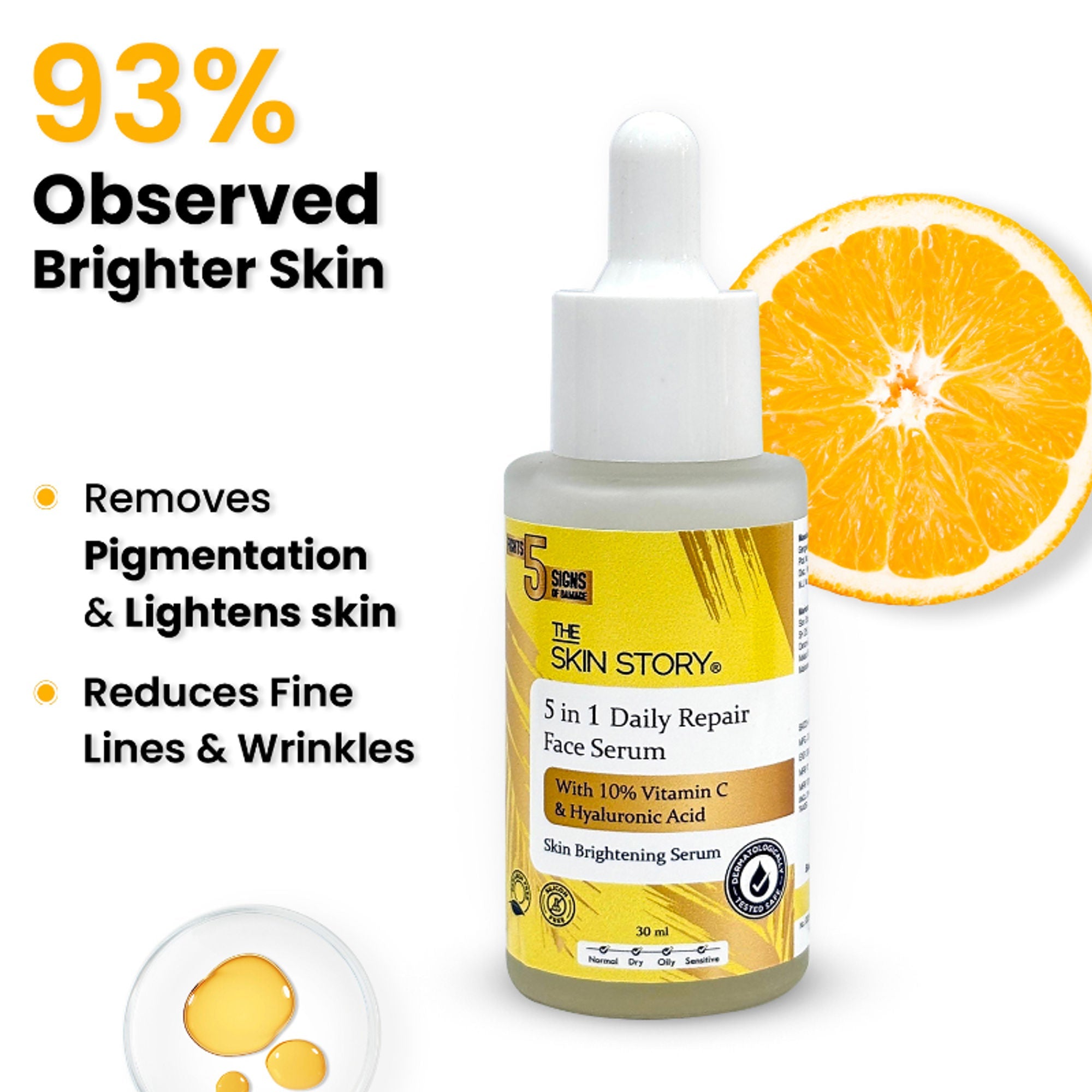 The Skin Story 10% Vitamin C Skin Brightening Face Serum With Hyaluronic Acid | Grocsy