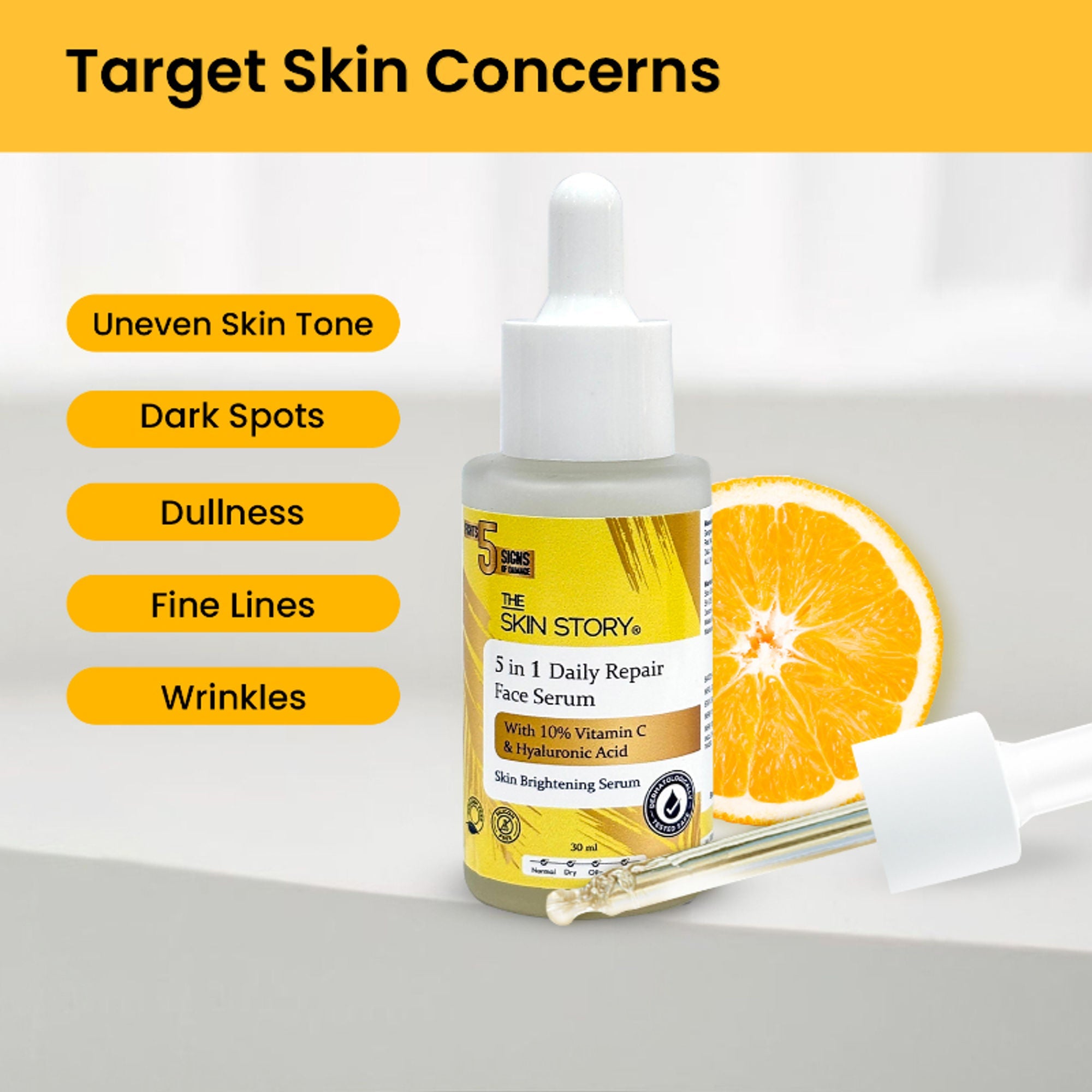 The Skin Story 10% Vitamin C Skin Brightening Face Serum With Hyaluronic Acid | Grocsy