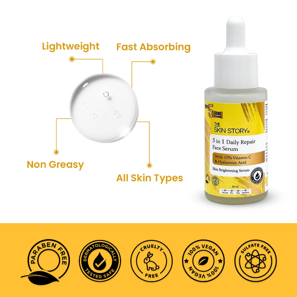 The Skin Story 10% Vitamin C Skin Brightening Face Serum With Hyaluronic Acid | Grocsy