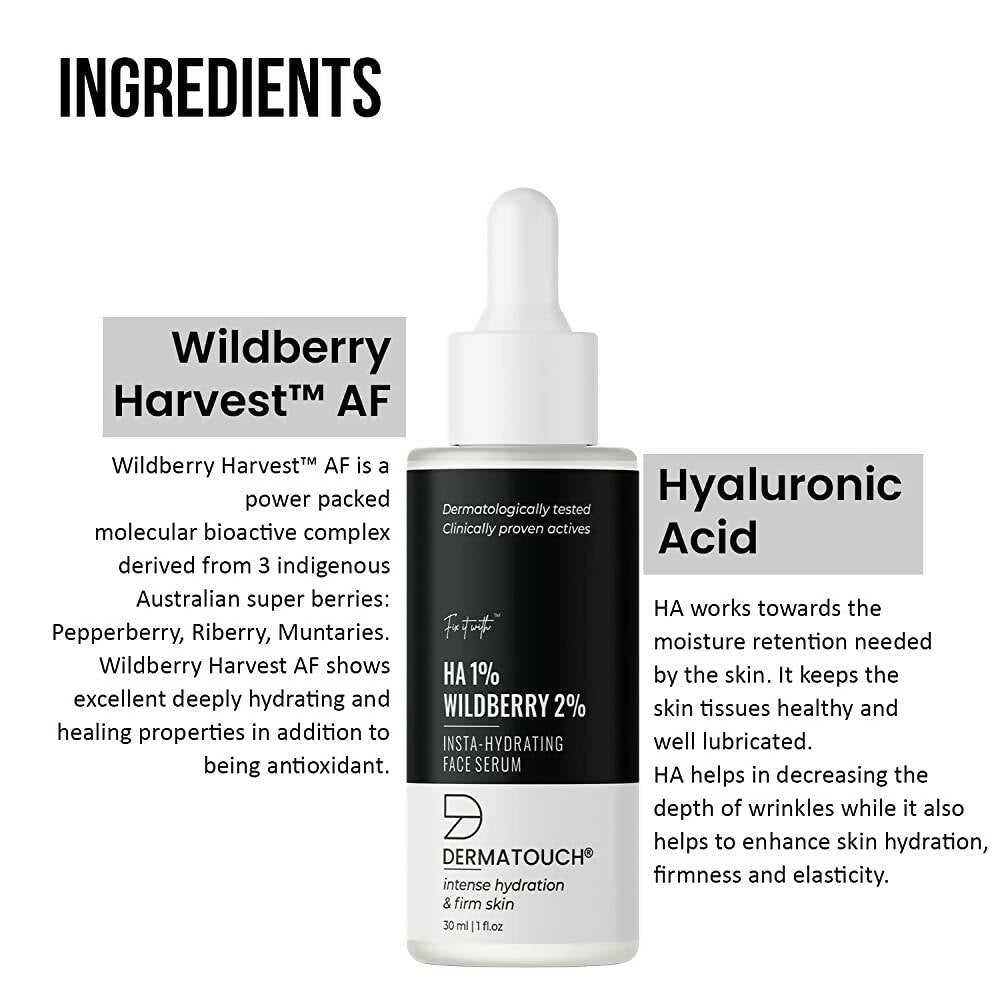 Dermatouch 1% Hyaluronic Acid & 2% Wildberry Insta-Hydrating Face Serum | Grocsy