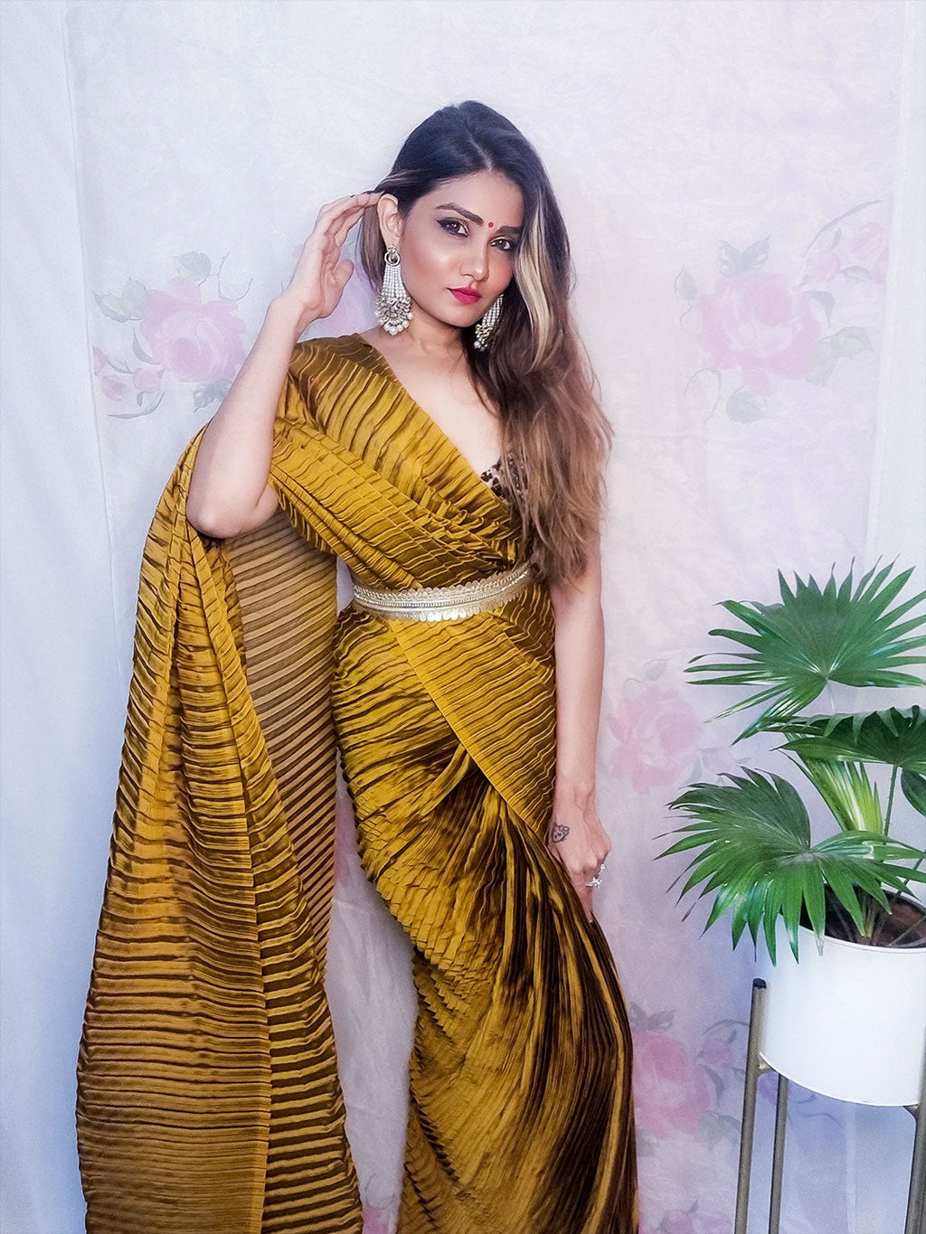 Saree Mall Mustard Party Wear Saree with Matching Blouse | Grocsy