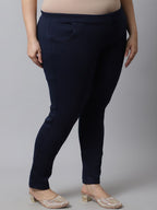 TAG 7 Women Plus size Navy Blue Solid Ankle-length Leggings | Grocsy
