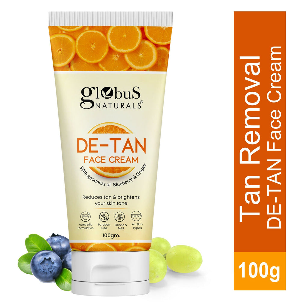 Globus Naturals De Tan Face Cream, Suitable For All Skin Types | Grocsy