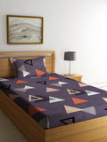 Home Sizzler Grey & White Geometric 144 TC Single Bedsheet with 1 Pillow Covers | Grocsy