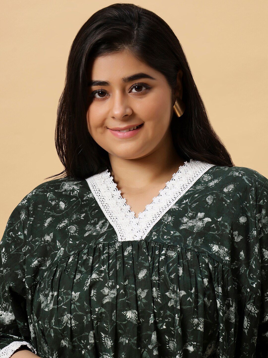 Sztori Printed V Neck A Line Kurta | Grocsy