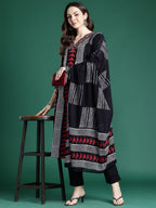 Indo Era Printed Regular Thread Work Pure Cotton Kurta with Trousers & With Dupatta | Grocsy