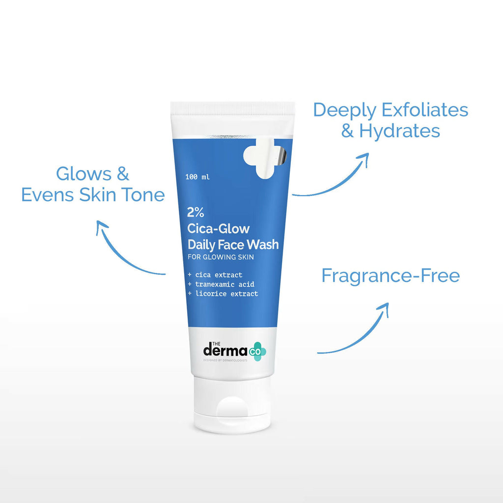 The Derma Co 2% Cica-Glow Face Wash For Glowing Skin | Grocsy