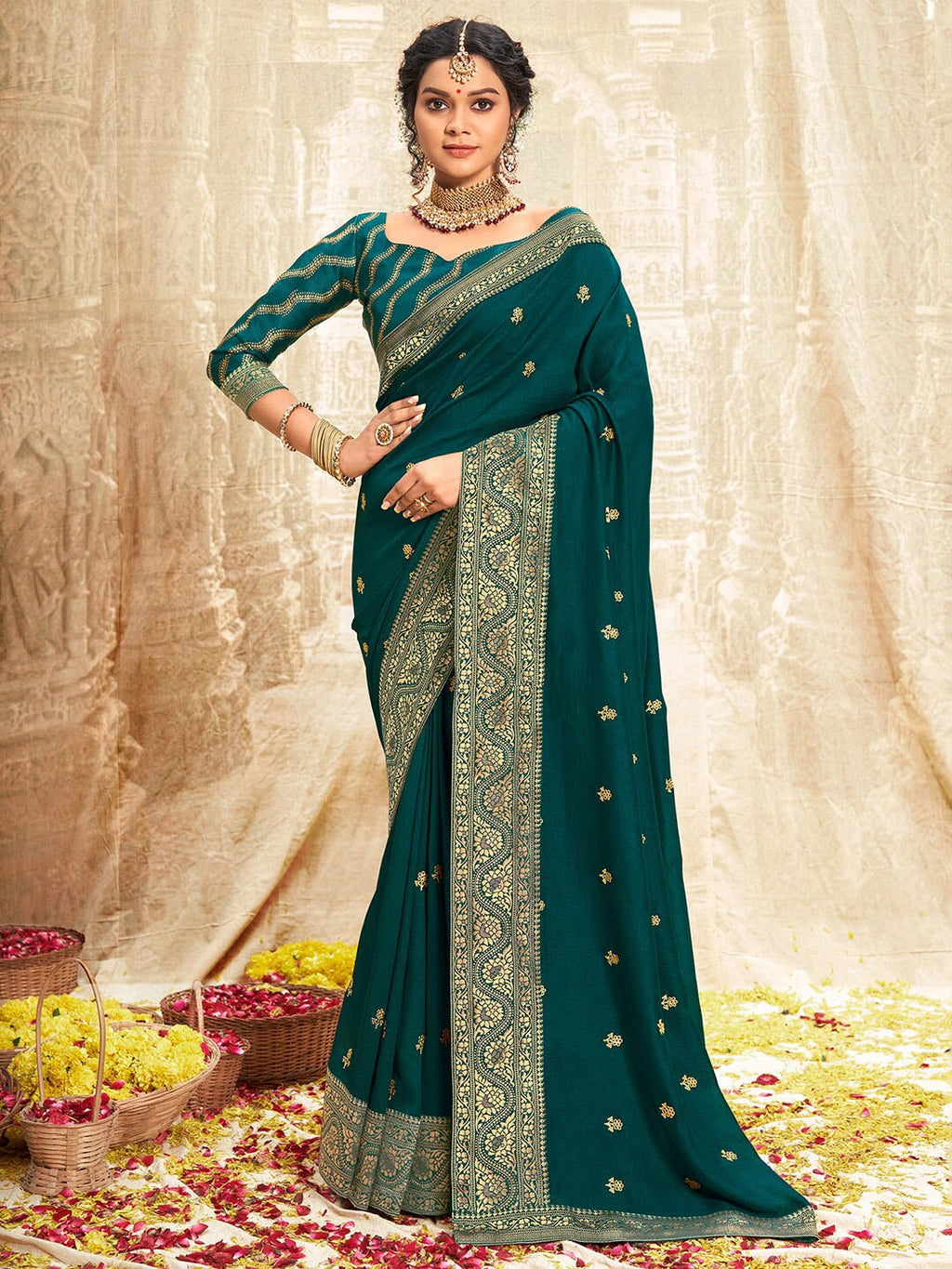 Saree Mall Ethnic Motifs Woven Design Zari Sarees | Grocsy