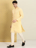 House of Pataudi Men Embroidered Sequined Floral Jashn Kurta | Grocsy