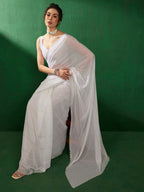 Sangria Embellished Beads & Stones Pure Georgette Saree | Grocsy