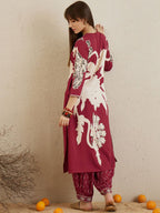 Indo Era Floral Printed V-Neck Sequinned A-Line Kurta with Salwar | Grocsy