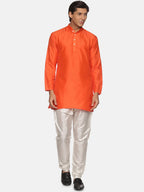 Sethukrishna Men Orange Kurti with Pyjamas | Grocsy