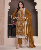 KC Mustard Summer Wear Rangoli Silk Straight Suit For Women | Grocsy