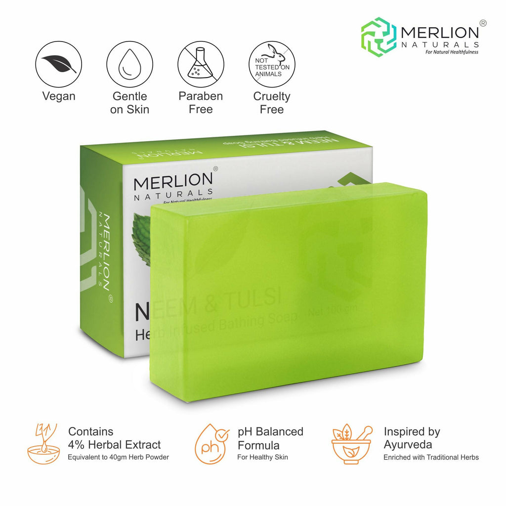 Merlion Naturals Neem and Tulsi Glycerine Soap | Grocsy