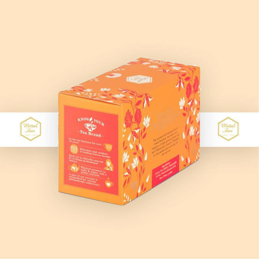 Mittal Teas Peach Chamomile Green Tea - Eco Friendly Bags | Grocsy