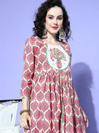 All About You Women White Floral Printed Regular Gotta Patti Pure Cotton Kurta with Skirt & With Dupatta | Grocsy