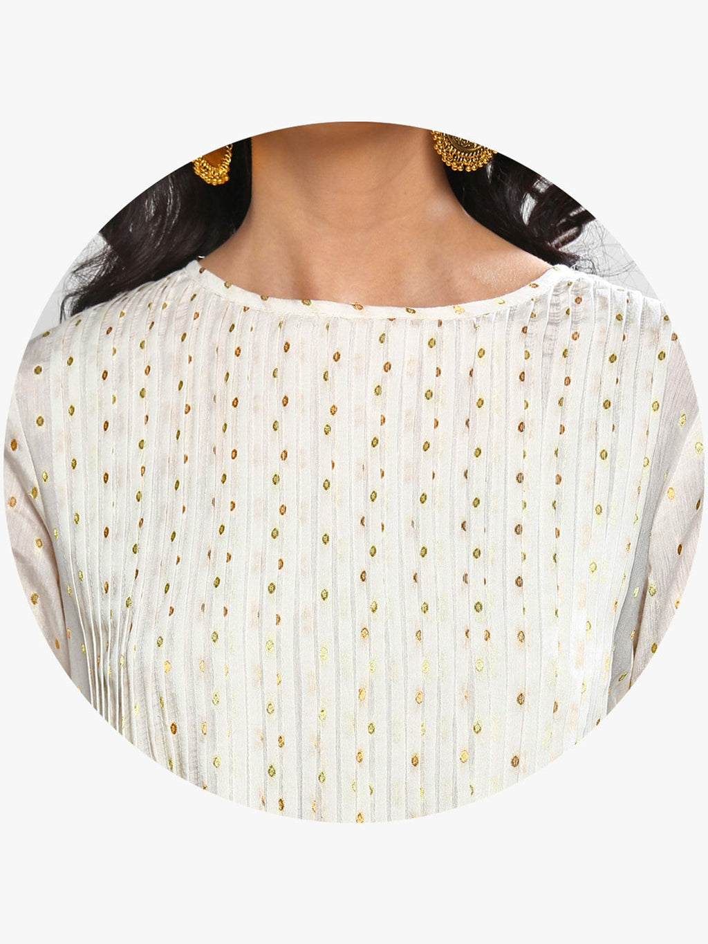 Sangria Women Off-White Printed Kurta with Crop Trousers | Grocsy