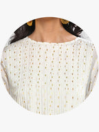 Sangria Women Off-White Printed Kurta with Crop Trousers | Grocsy
