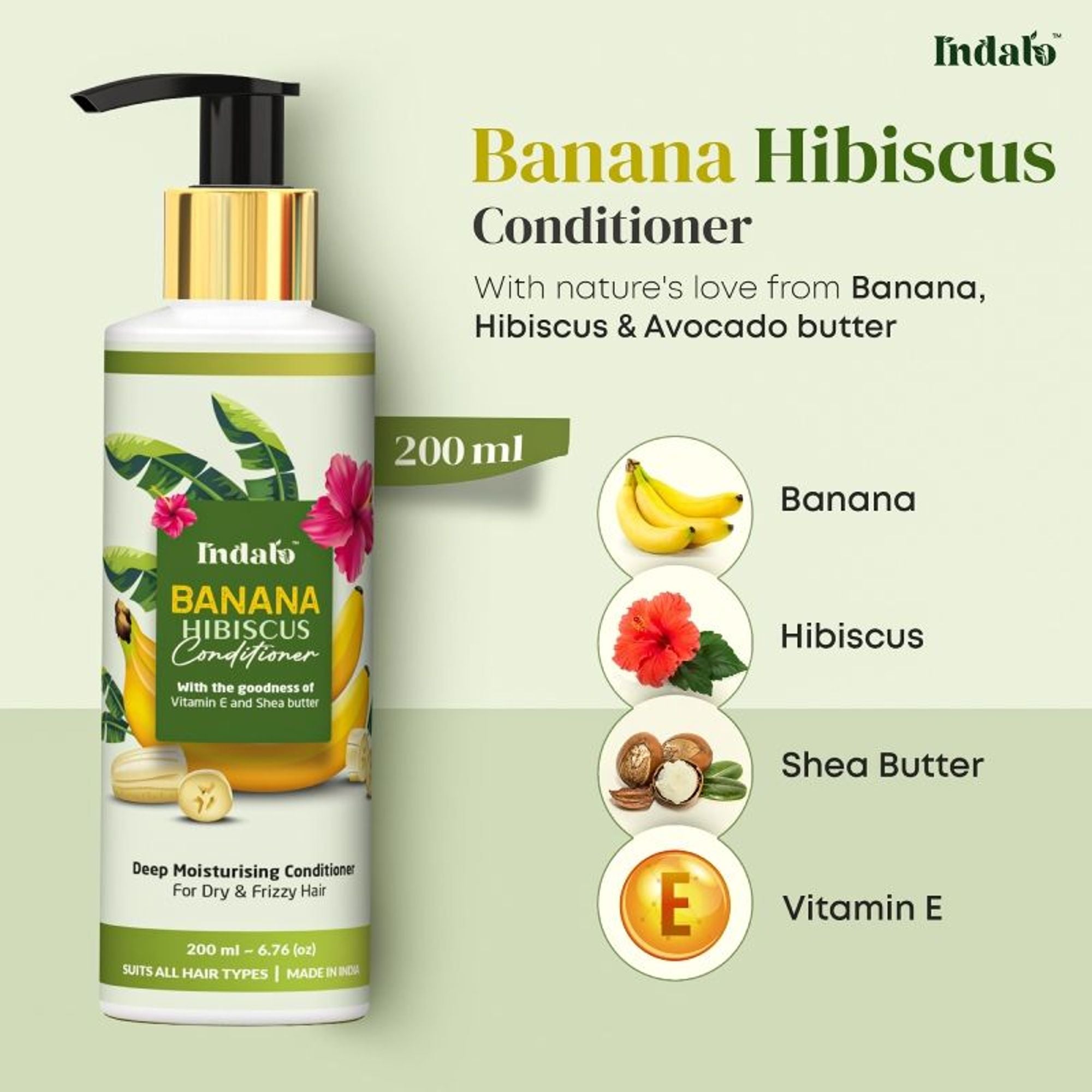 Indalo Banana Hibiscus Conditioner For Dry & Frizzy Hair | Grocsy