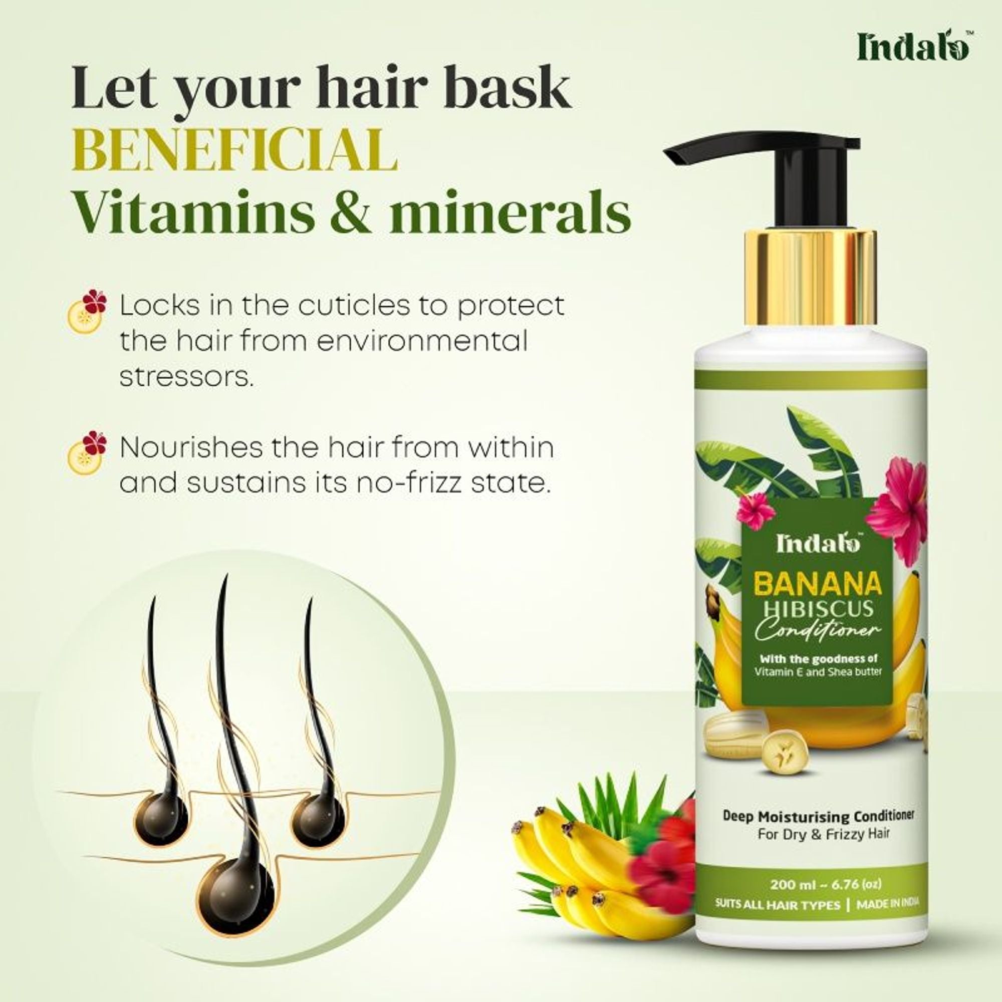 Indalo Banana Hibiscus Conditioner For Dry & Frizzy Hair | Grocsy