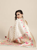 Saree Mall Off White & Golden Woven Design Banarasi Saree | Grocsy
