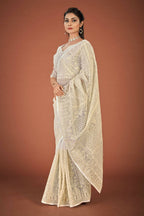 Vamsee White Organza Saree | Grocsy