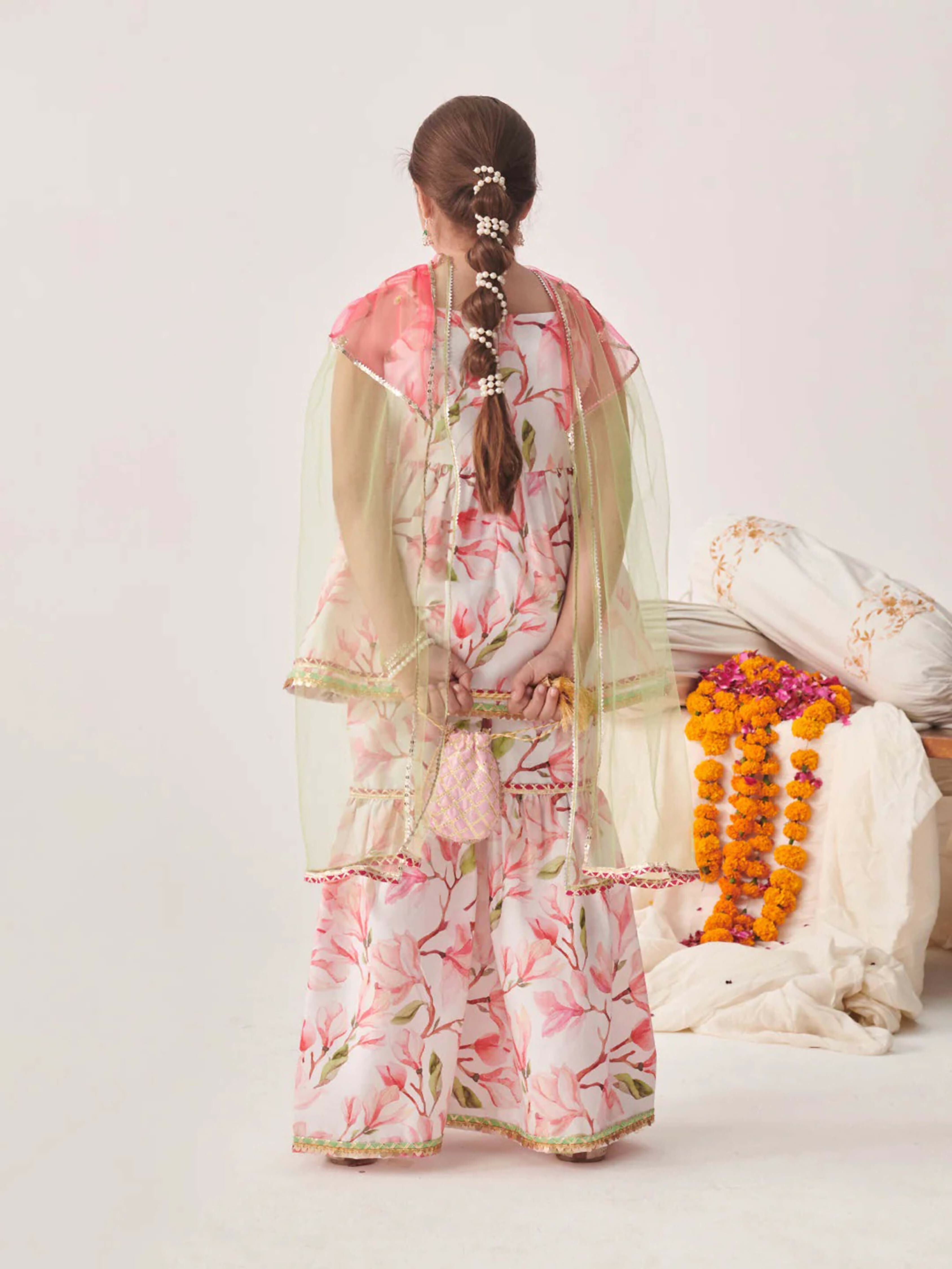 Joban Fashion Girl's Multi Color Sharara Set | Grocsy