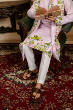 Falling Raw Silk Lavinder Taruni Hamsa Kurta Set By Hilo Design | Grocsy
