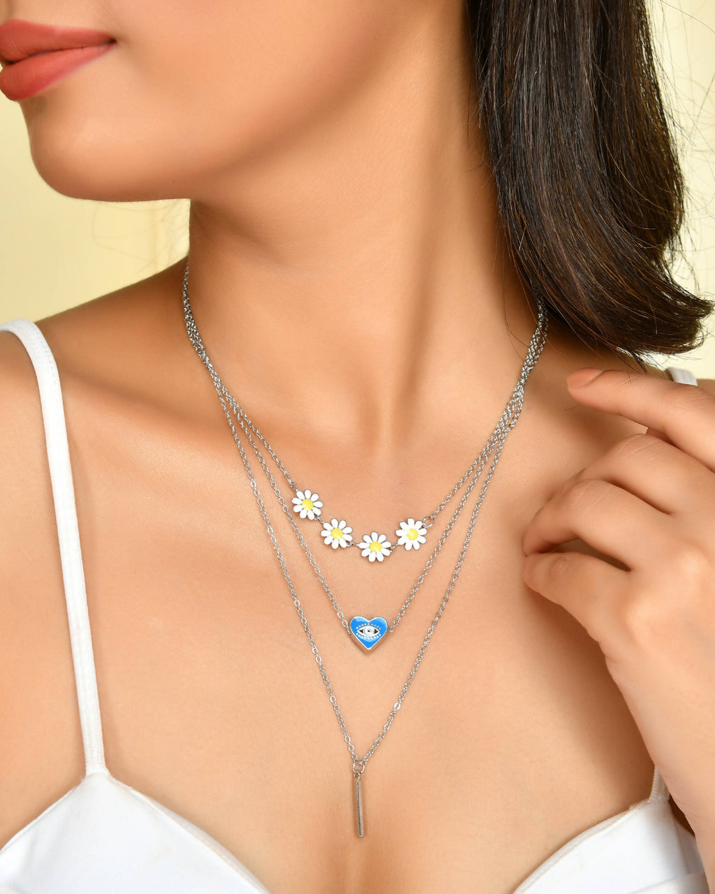VOJ Beads Silver Plated Stainless Steel Layered Chain | Grocsy