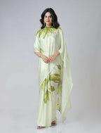 Vastranavya Mint Green Freehand Floral Print Ready to Wear Saree | Grocsy
