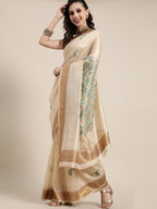 Saree Mall Saree Mall Rich Beige and Gold Silk Blend Saree | Grocsy