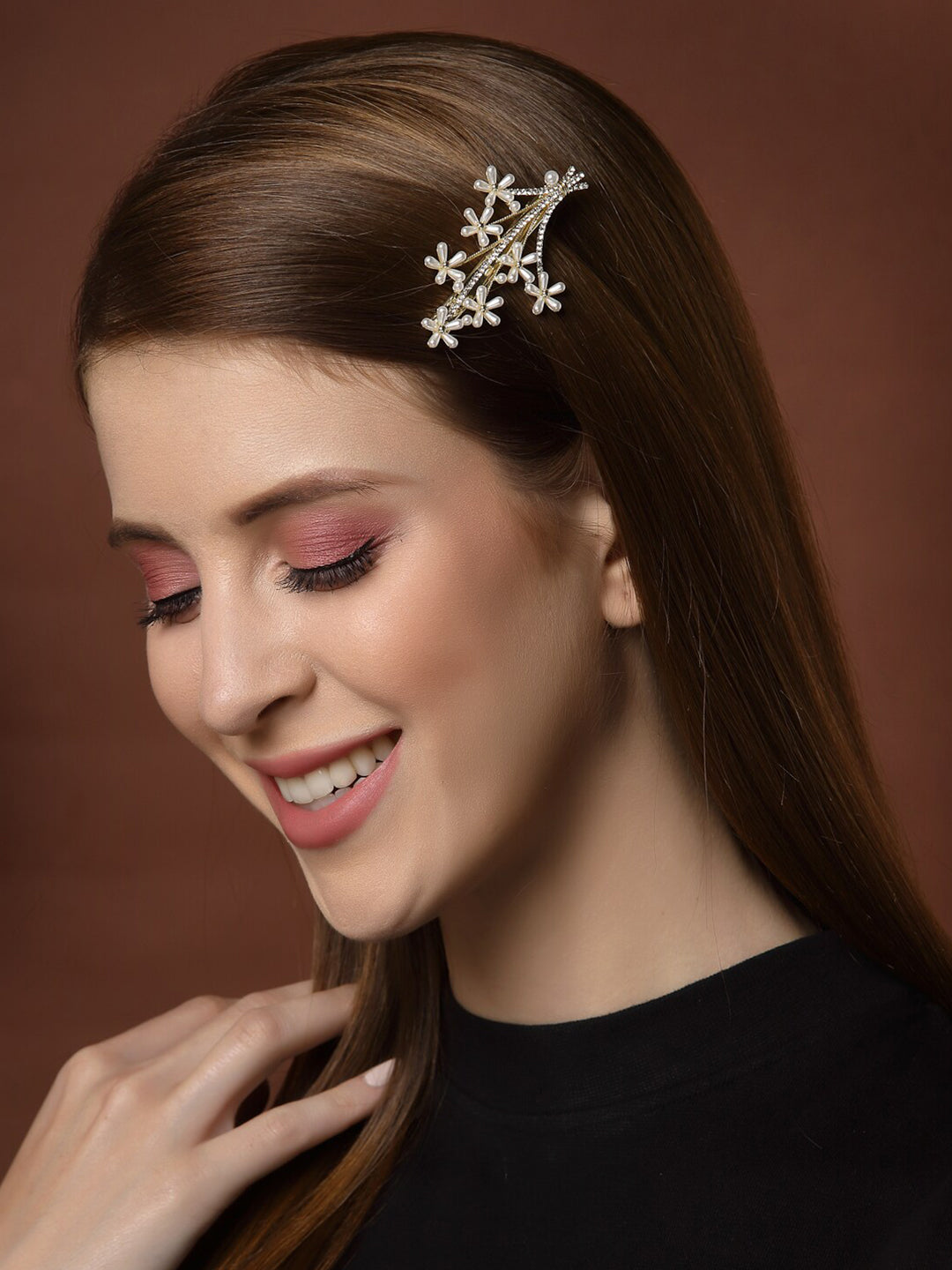 Panash Women Gold-Toned Embellished Alligator Hair Clip | Grocsy