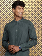 House of Pataudi Woven Design Straight Jashn Kurta | Grocsy