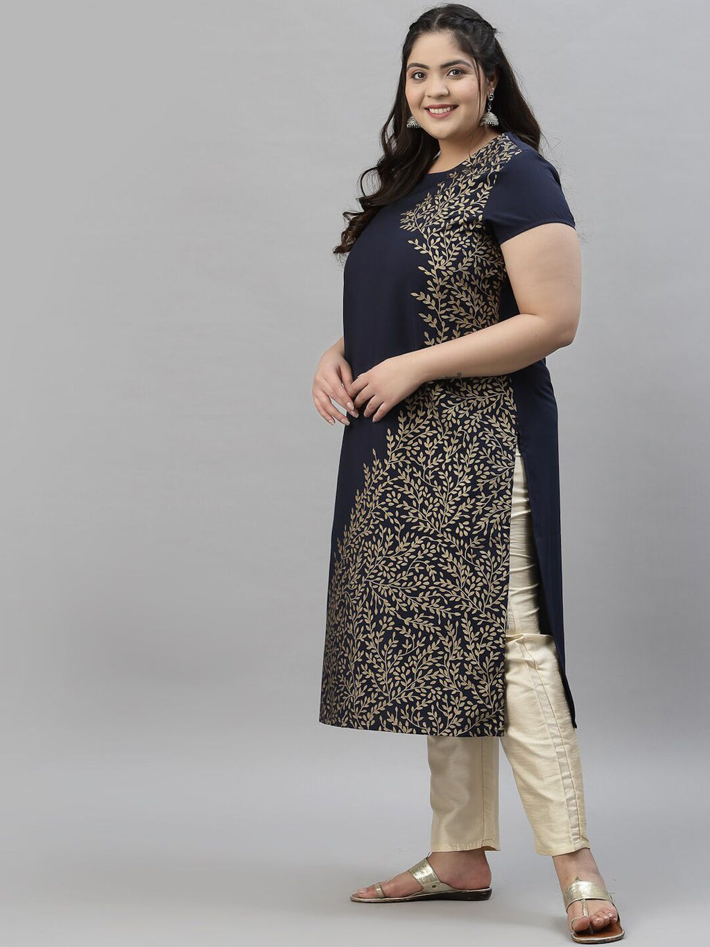 Sztori Plus Size Floral Printed Crepe Kurta | Grocsy