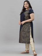 Sztori Plus Size Floral Printed Crepe Kurta | Grocsy