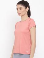 MKH Women Pink Dri-FIT Running T-shirt | Grocsy