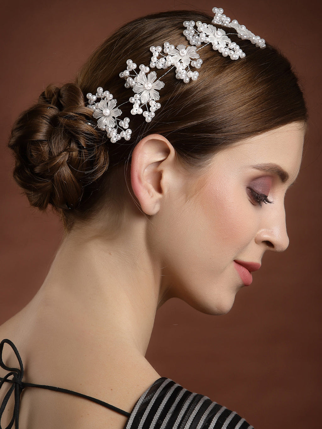 Panash Women Silver-Toned & White Embellished Tiara | Grocsy