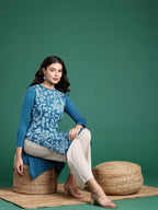 Sangria Floral Printed Knitted Kurta | Grocsy